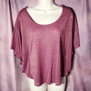🔺️Soprano Wine & Metallic Gold Batwing Blouse Medium